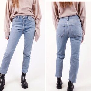 Agolde High Rise Riley Straight Crop Button Fly Size 27‎